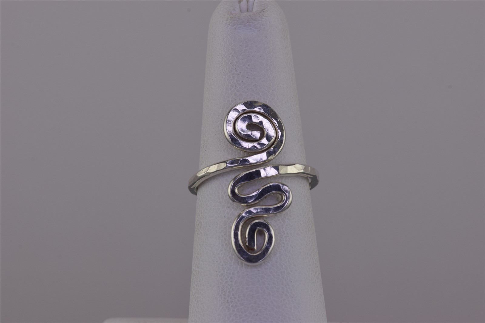 Sterling Silver 25mm Hammer Textured Swirly Spiral Wrap Band Ring 925 Sz: 6