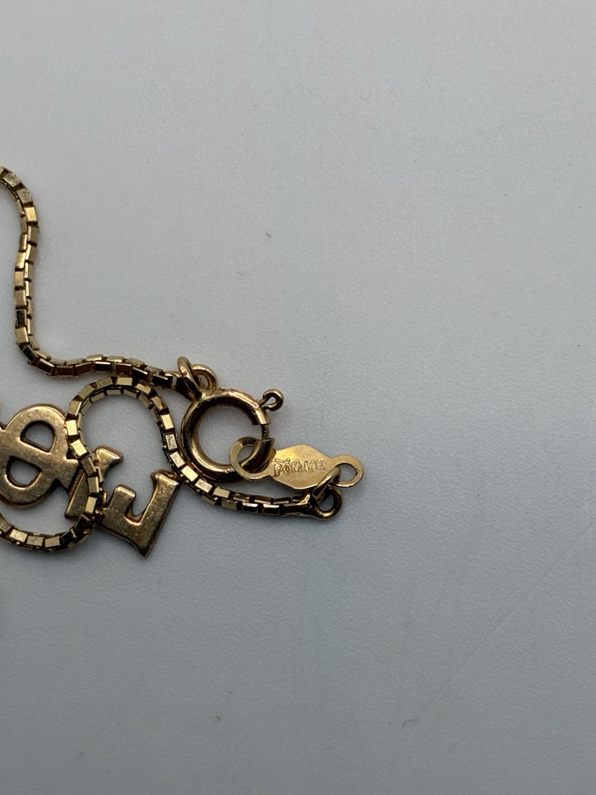 14k Gold Box Chain Necklace w/ Pendant, 3.25g