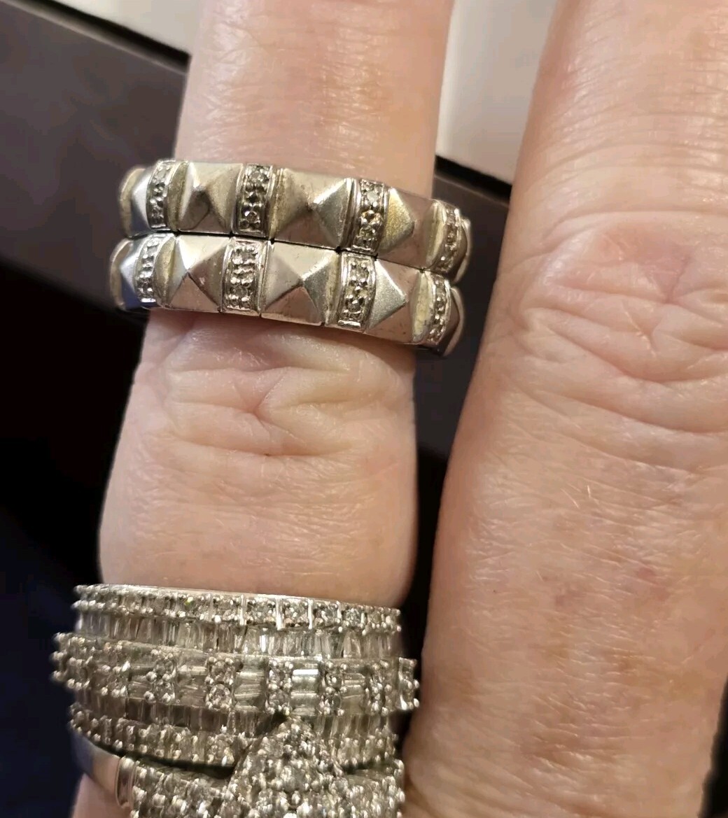 Ross Simons Sterling silver Thick Diamond Band Ring EA