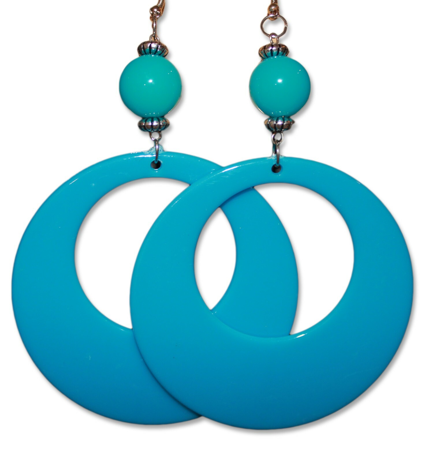 Neon Fluorescent Large Retro Hoop Dangle Costume Earrings