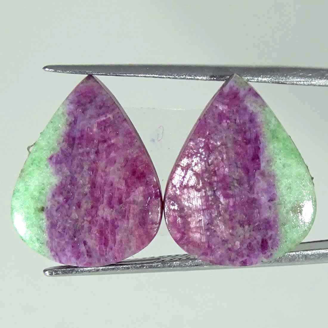 20.50Cts Natural Ruby in Zoisite Pear Pair Cabochon Loose Gemstone