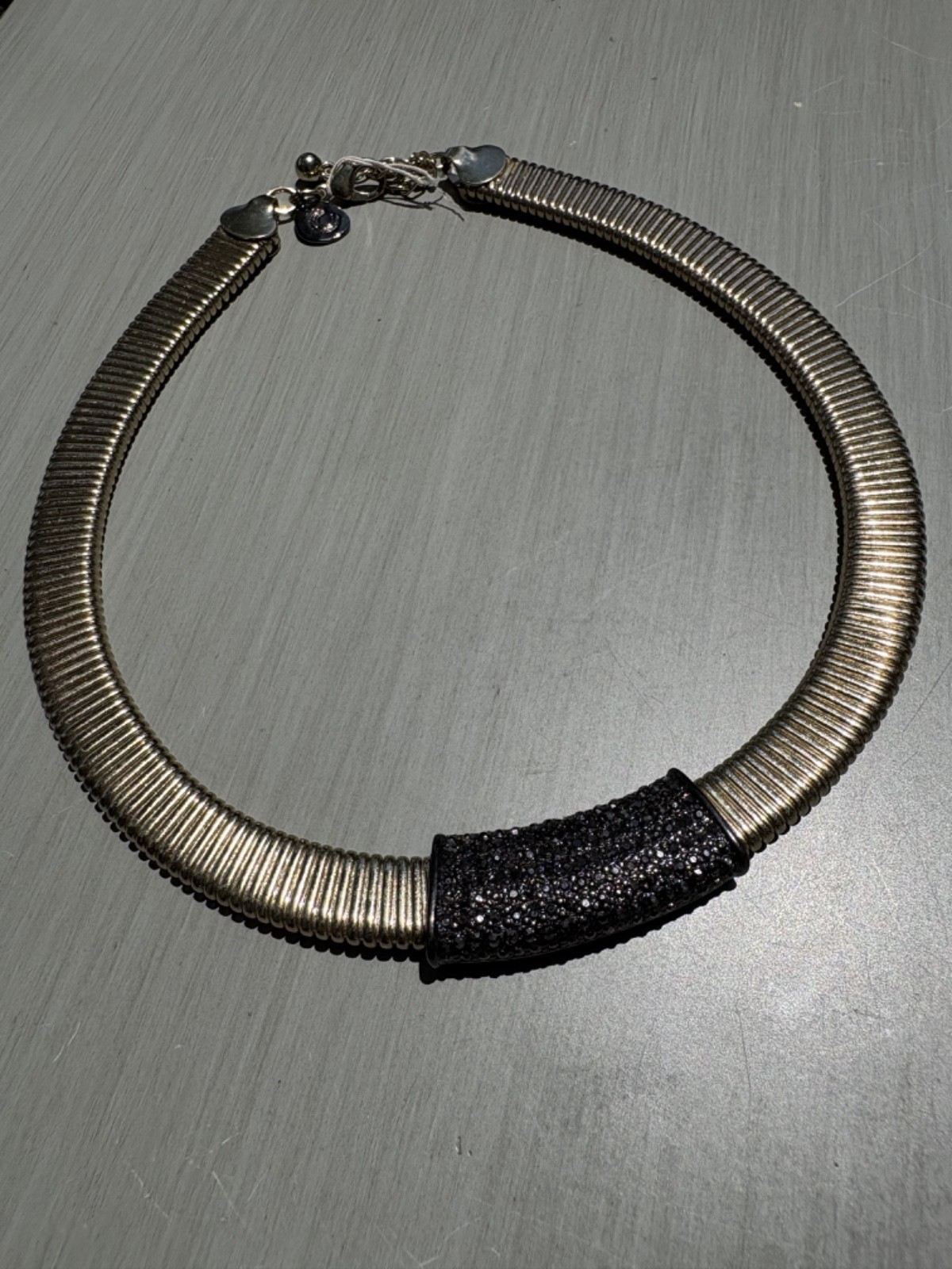 Chico’s Gold Tone Collar Statement Necklace Curb Link Adjustable Lobster Clasp
