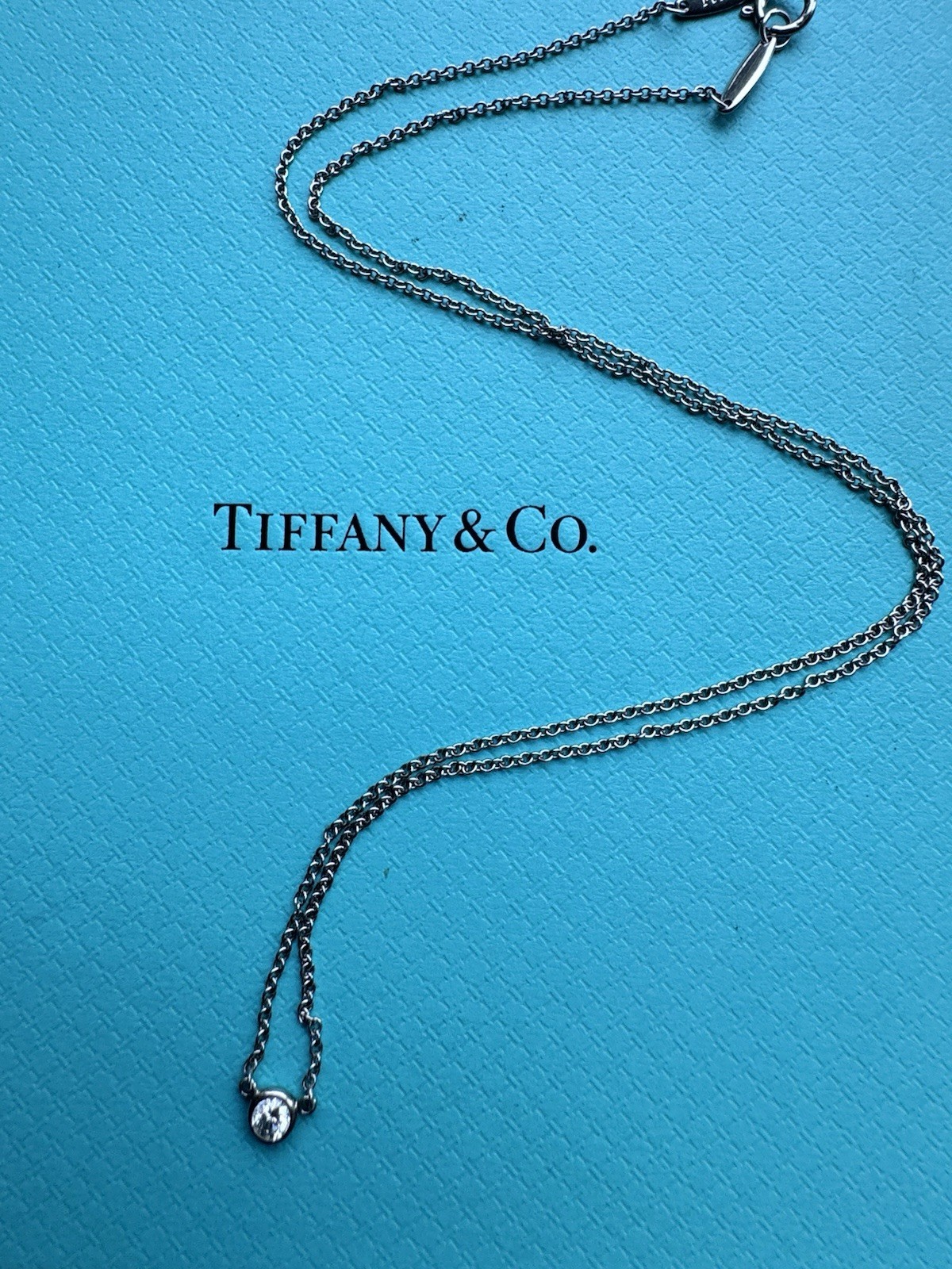 Tiffany & Co Elsa Peretti Diamonds by the Yard Pendant Necklace 0.08 stone wt.