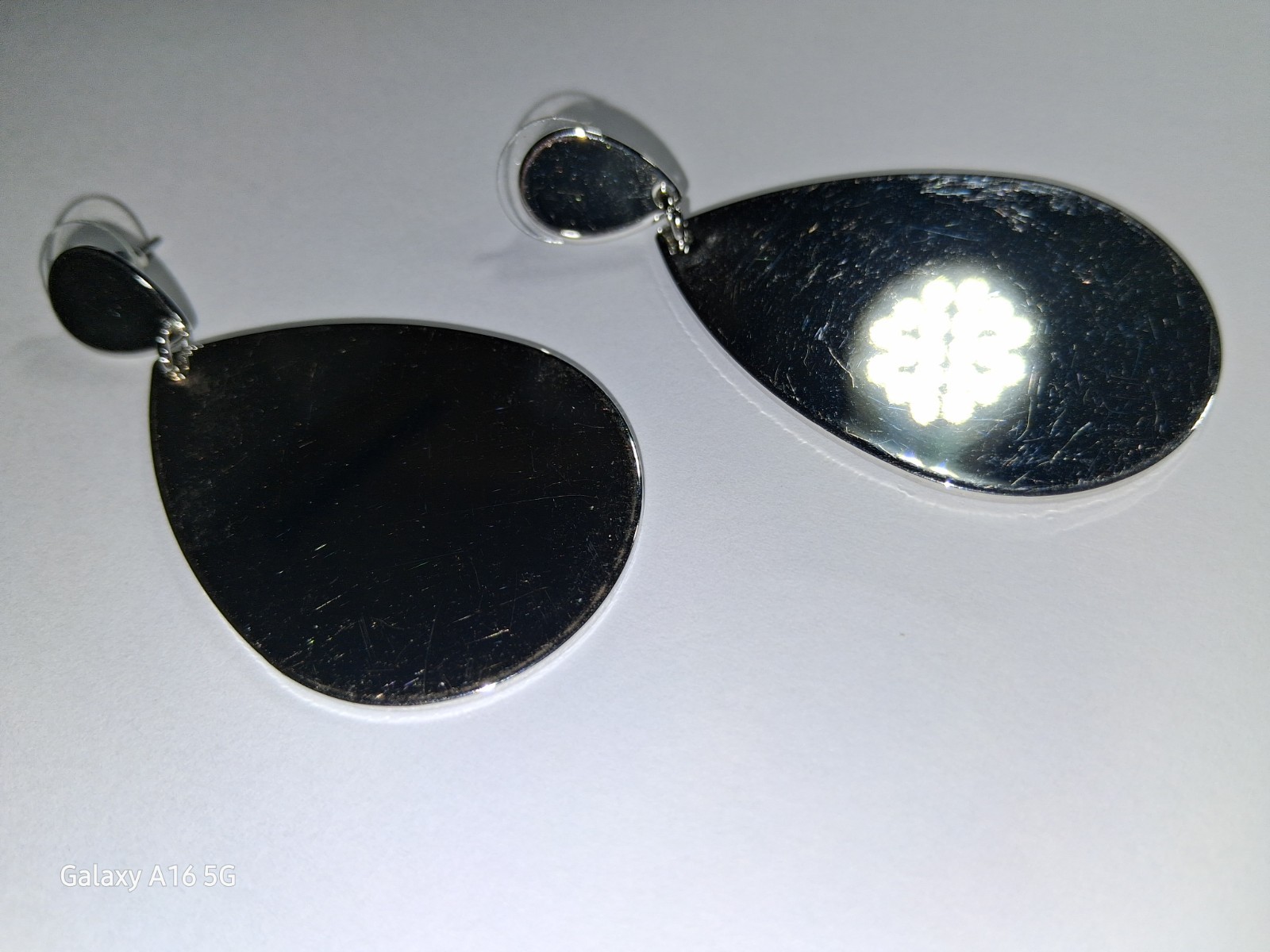 Silvertone Dangle Pear Shape Earrings