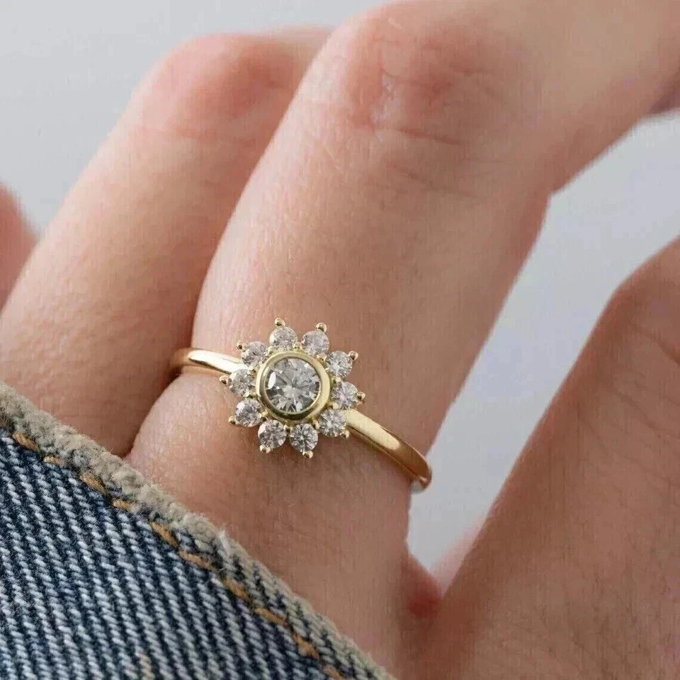 2.1Ct Round Cut Lab Created Diamond Women’s Wedding Ring 14K Yellow Gold Finish