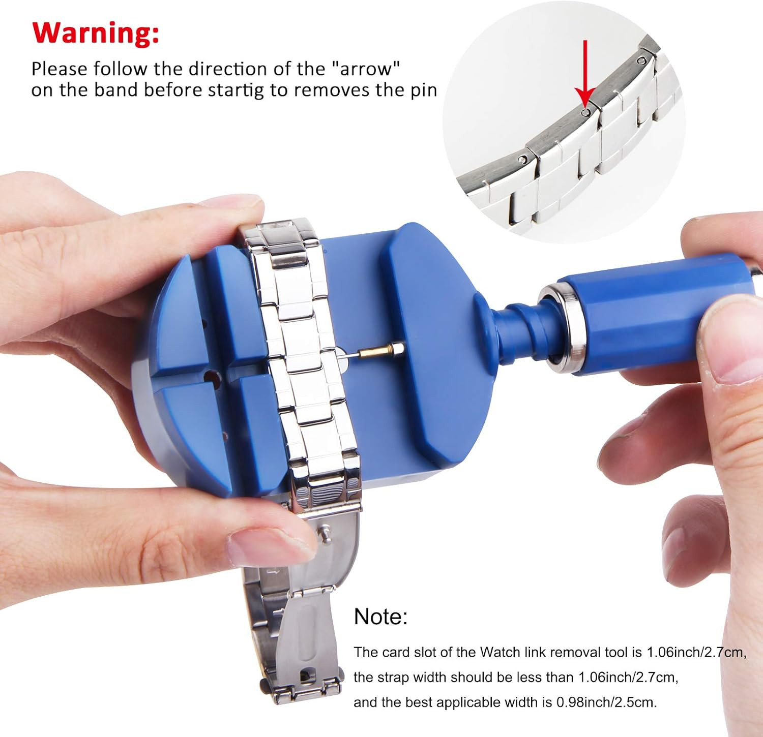 Watch Band Link Removal Tool Kit with 12Pcs Replacement Pins and 3Pcs Pin Punche
