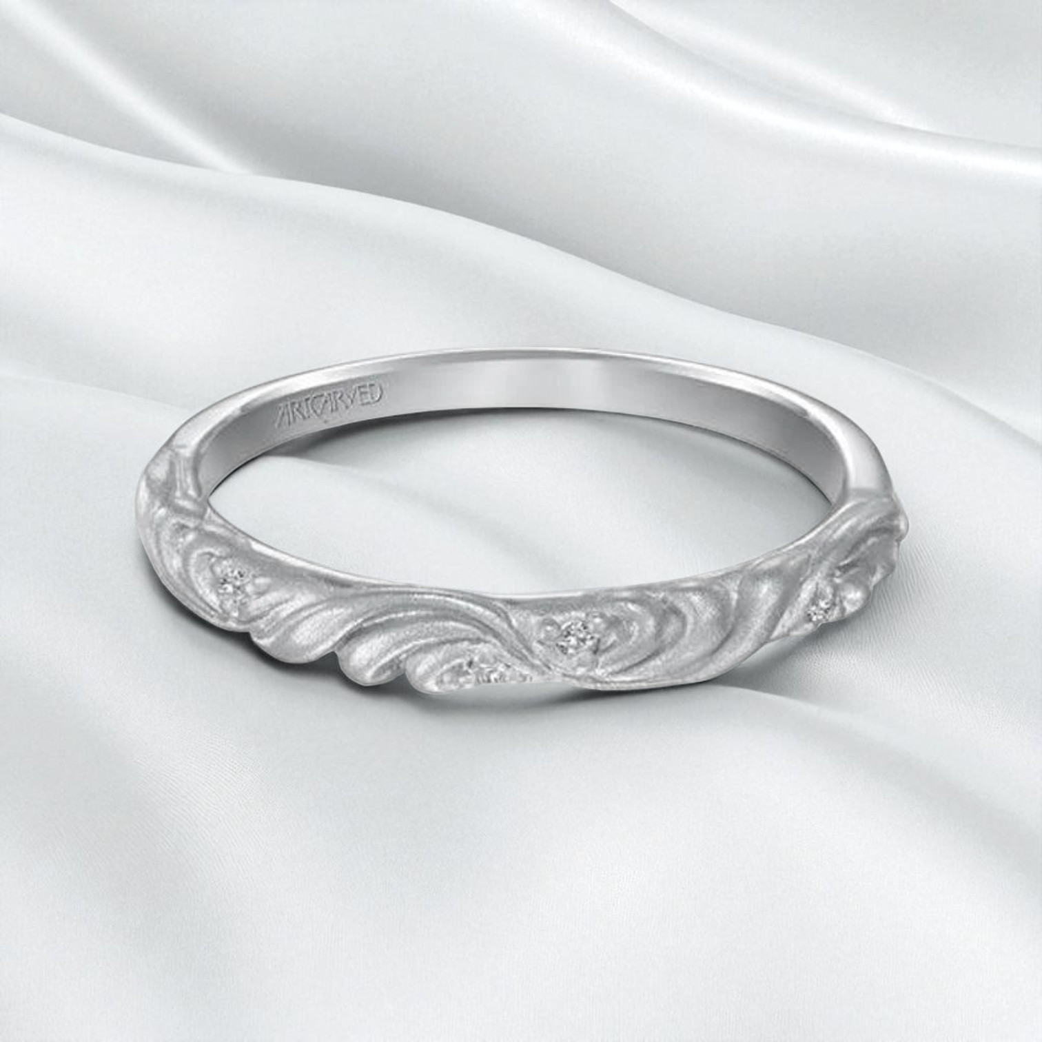 14K White Gold 1CT Diamond Ring Wedding Set $5375 Floral “Gossimer” by ARTCARVED
