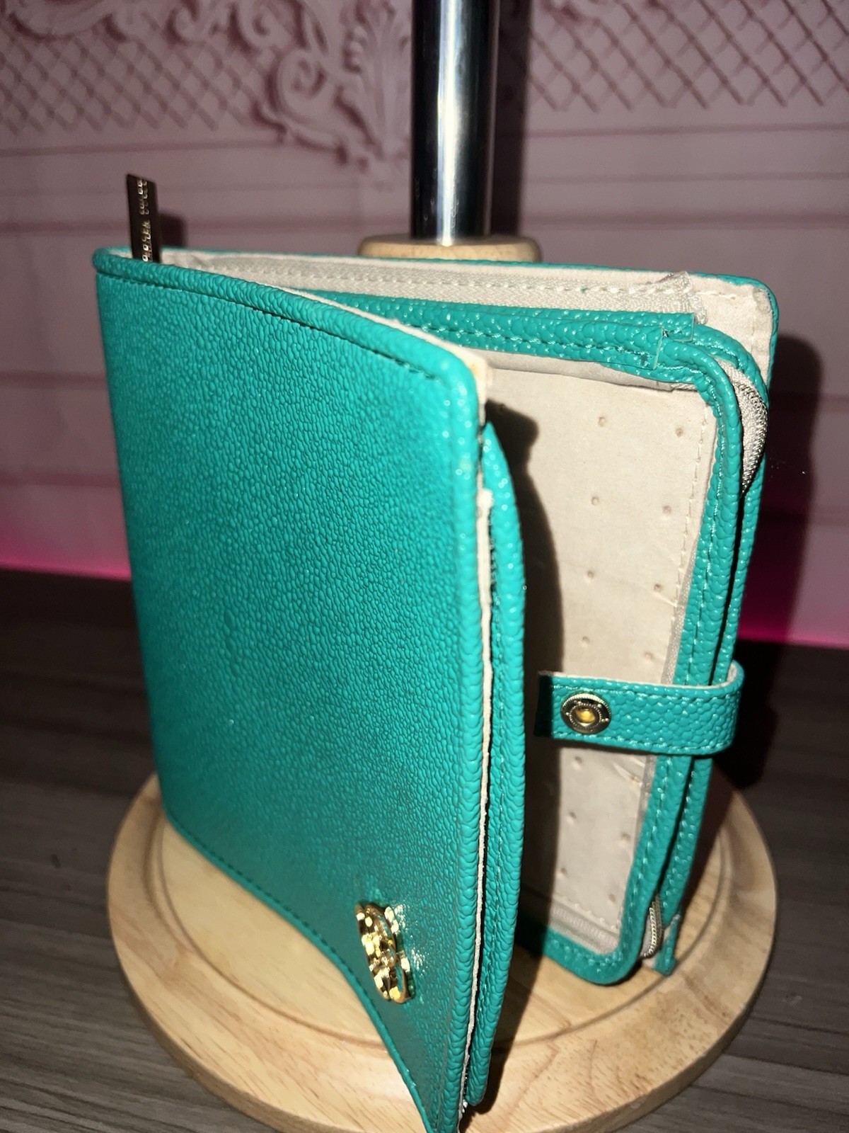 Kendra Scott Jewelry Travel Organizer Teal Faux Leather Case Removable Pouches