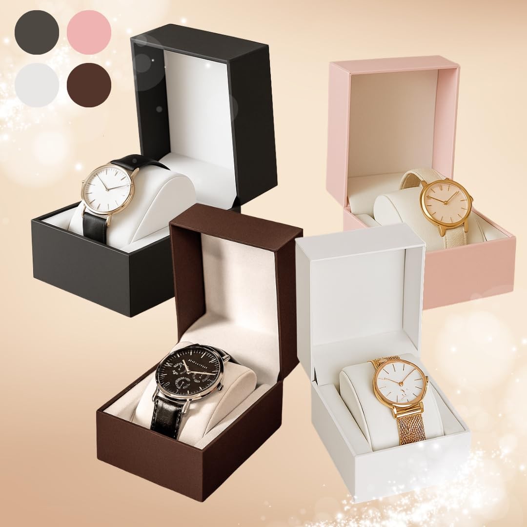 Premium White Watch Gift Box with Pillow – Single Watch case Storage Box PU W…