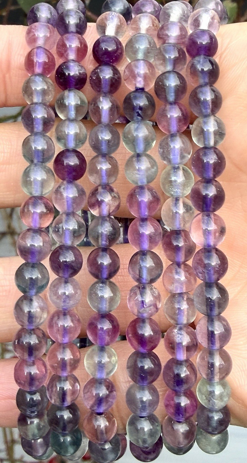 Wholesale 6 Pcs Natural Rainbow Fluorite 6mm 7.5” Crystal Stretch Bracelet