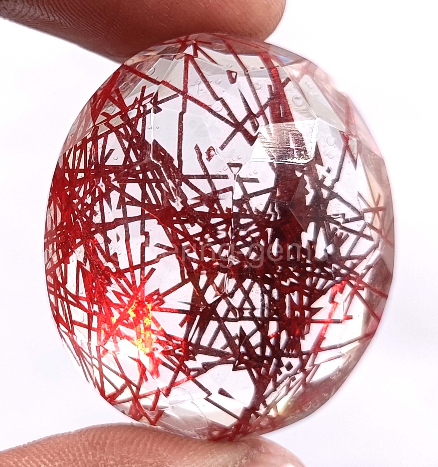Oval Cut 101.60Ct Red Rutilated Quartz Certified Transparent Loose Gemstone 5AIZ