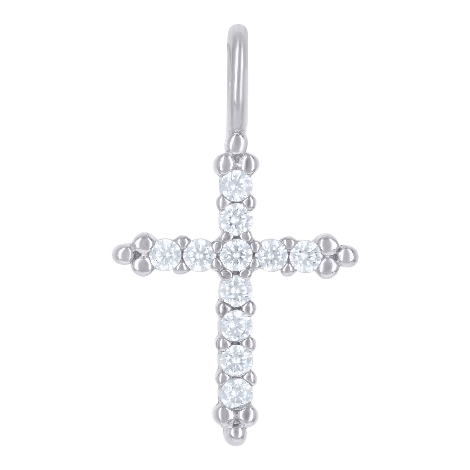 925 Sterling Silver Womens Cubic-Zirconia Cross Religious Charm Pendant