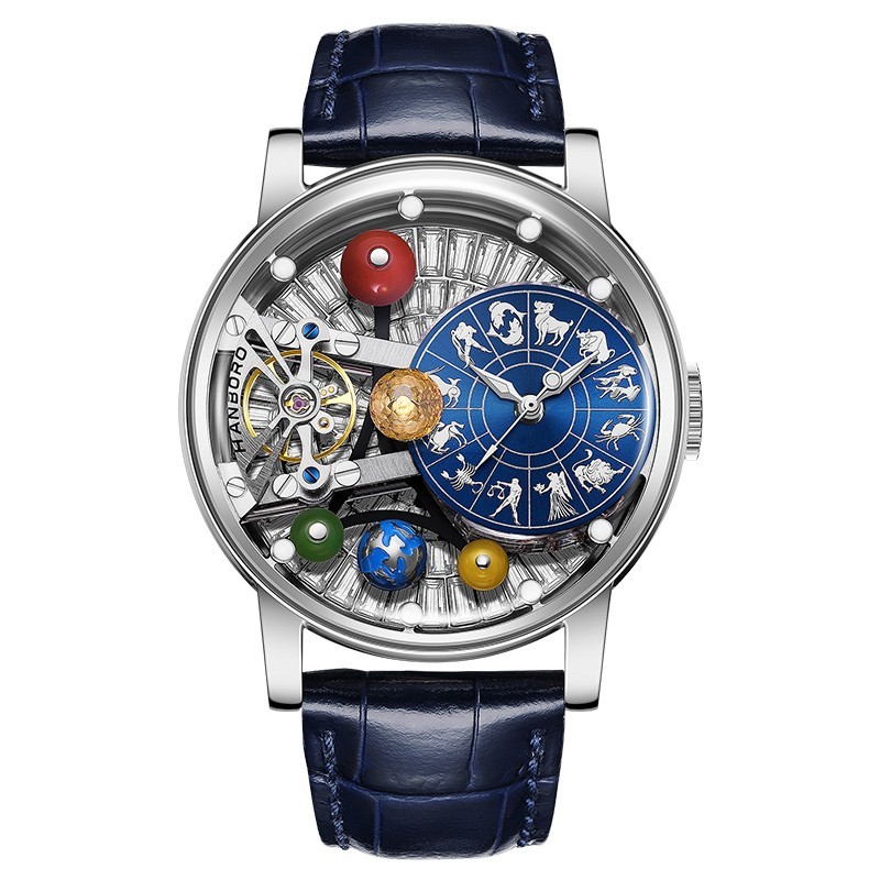 HANBORO Men Automatic Watch Mechanical Wristwatch Constellation Dial Luminous