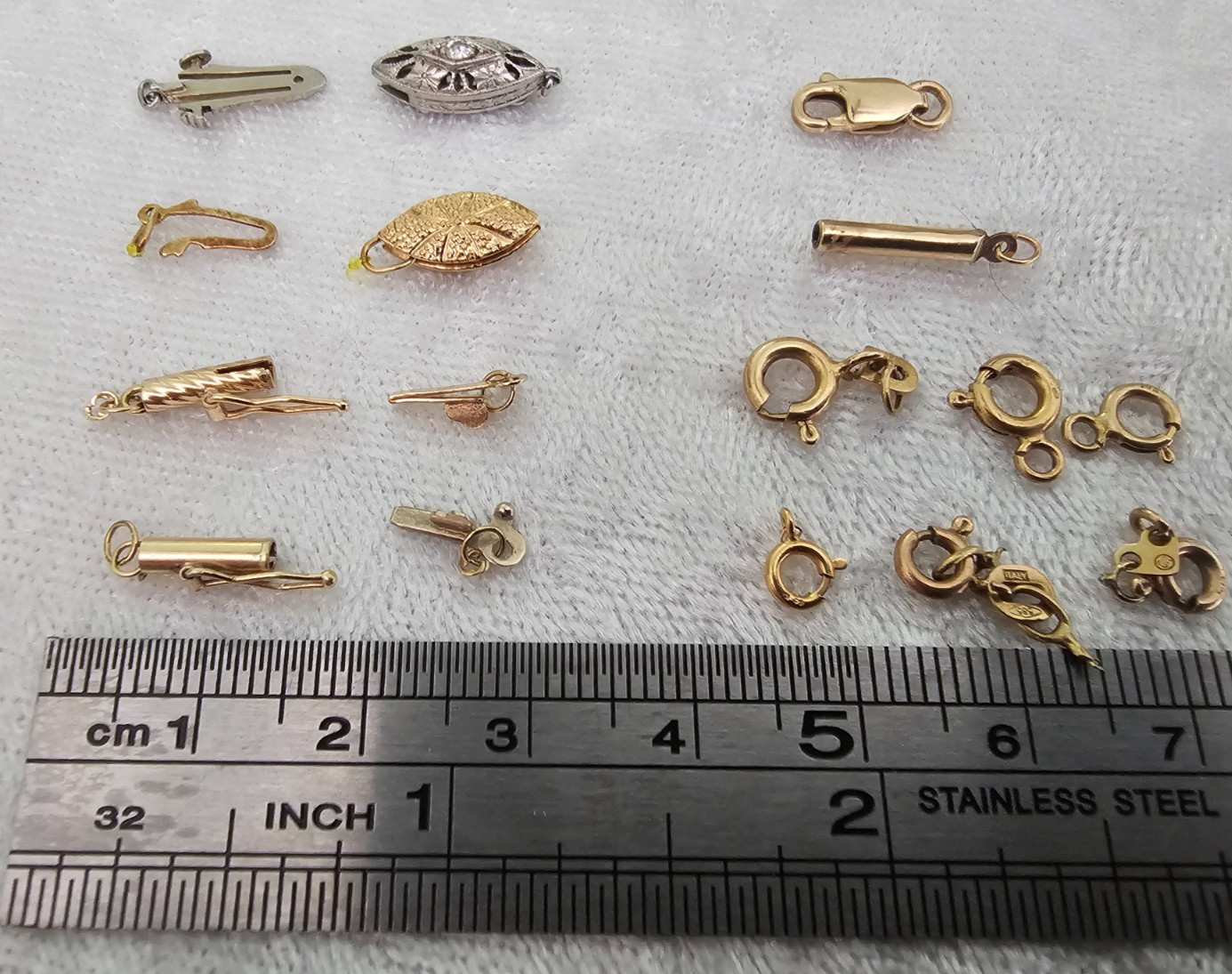 Solid 14K Gold Lot of 12 Jewelry Clasps Findings 5 Grams