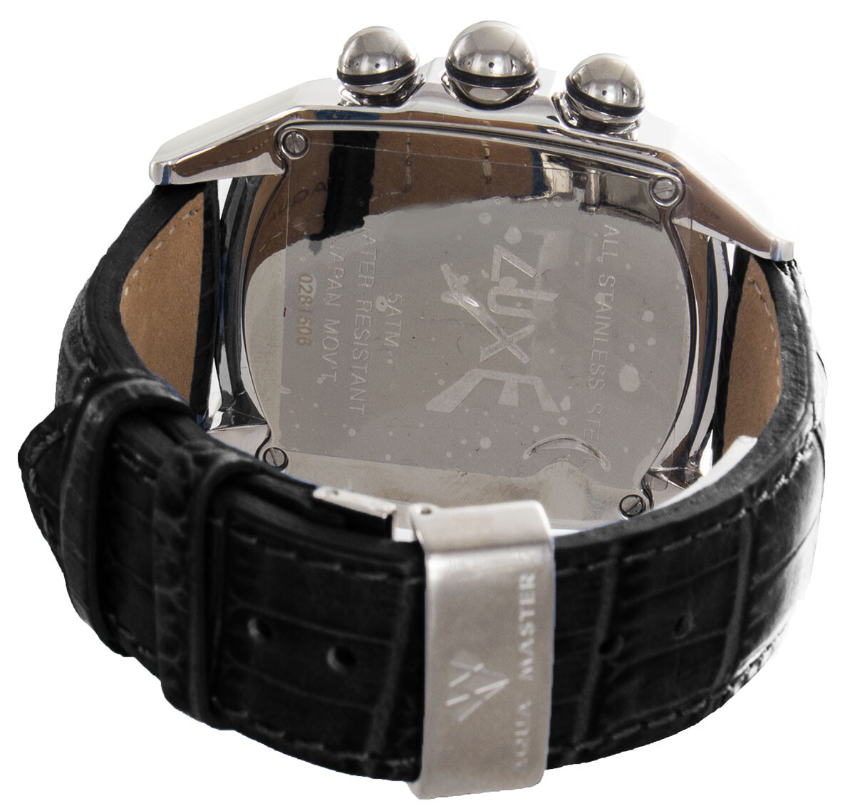 Techno Trend Luxe Men’s Diamond Black Alligator Leather Band Watch
