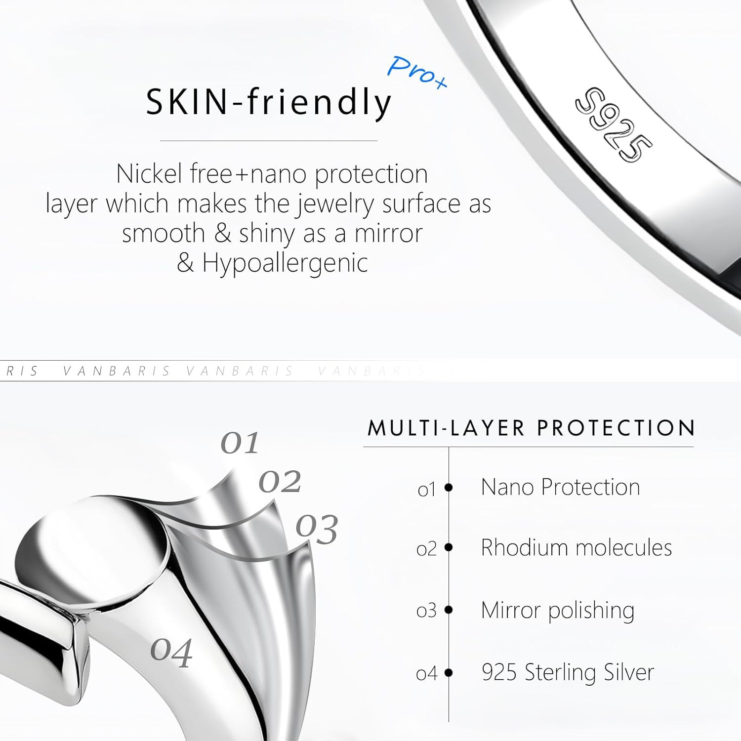 VANBARIS Sterling Silver Necklace Extenders for Women Silver Chain Extension Bra