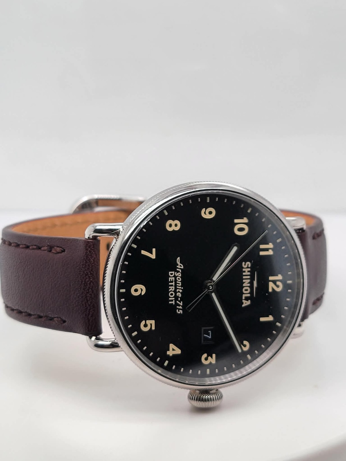 Shinola Runwell 43mm S0100403297 Argonite-715 Black Dial Brown Leather Watch