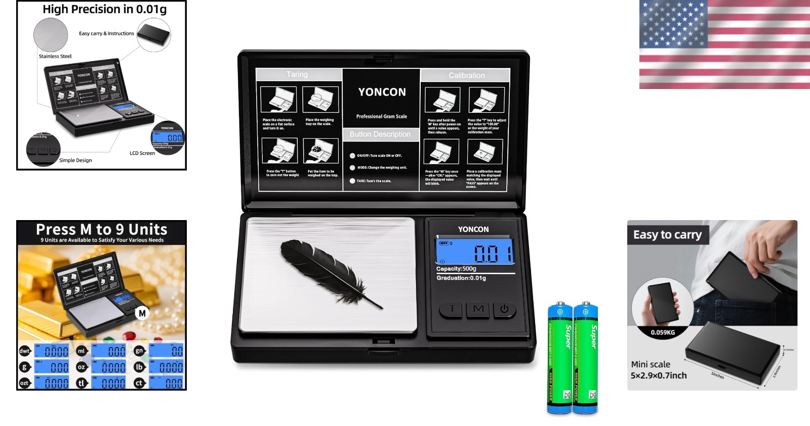 Portable 0.01g Accuracy Digital Scale with Tare Function for Jewelry & Coins