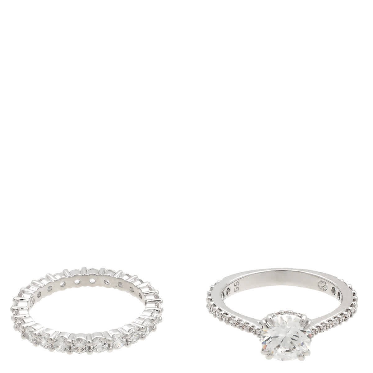 Swarovski Stilla Rhodium Plated Ring Set (2)