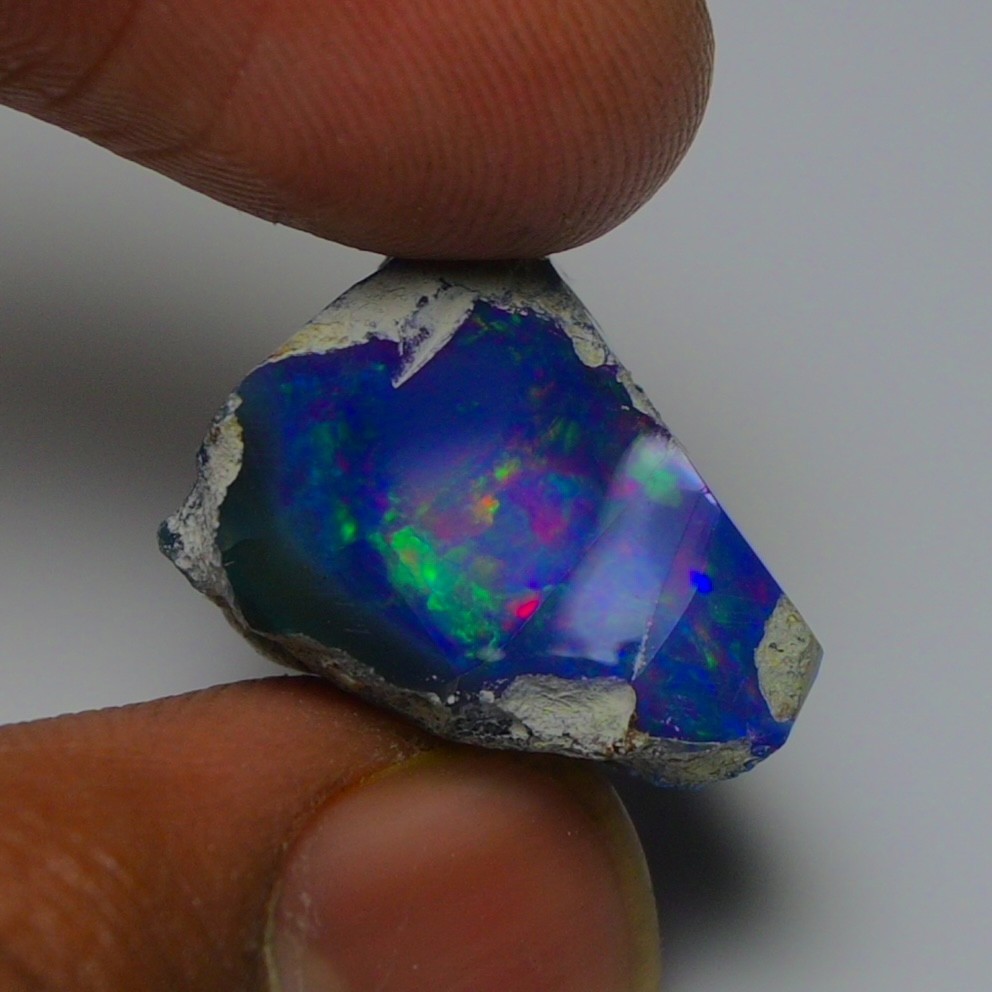 Polished Blue Opal Rough 12.45 Carats, Smoked Ethiopian Welo Opal Rough,