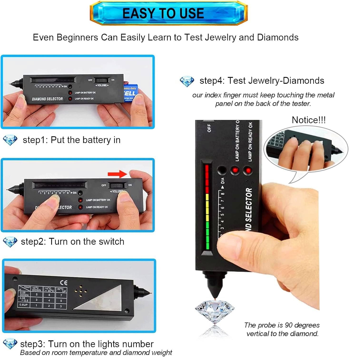 Professional Diamond Tester Pen, High Accuracy Jewelry Diamond Tester,
