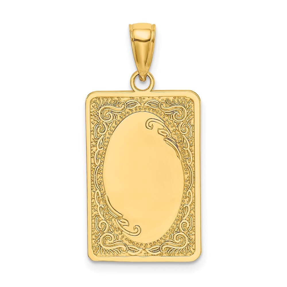 14k Yellow Gold Rectangular Charm Pendant for Women 1.82g, L-21.7 mm, W-14.2mm