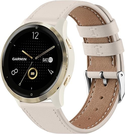 18mm Leather Watch Band Compatible with Garmin Venu 3S 41mm/Venu 2S/Vivoactiv…