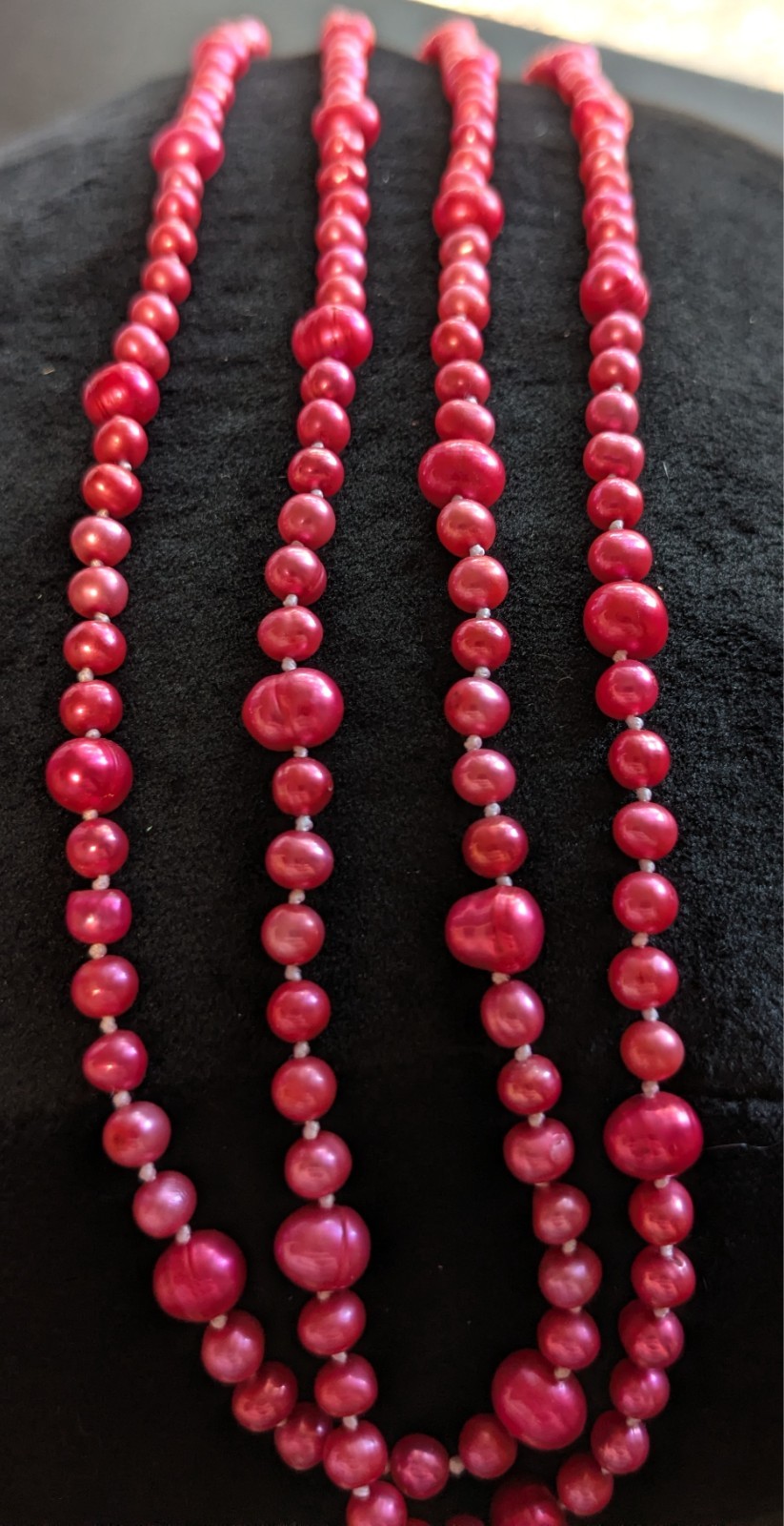 52″ Genuine Dyed Freshwater Pearl Necklace – Hot Pink – Long Opera Length