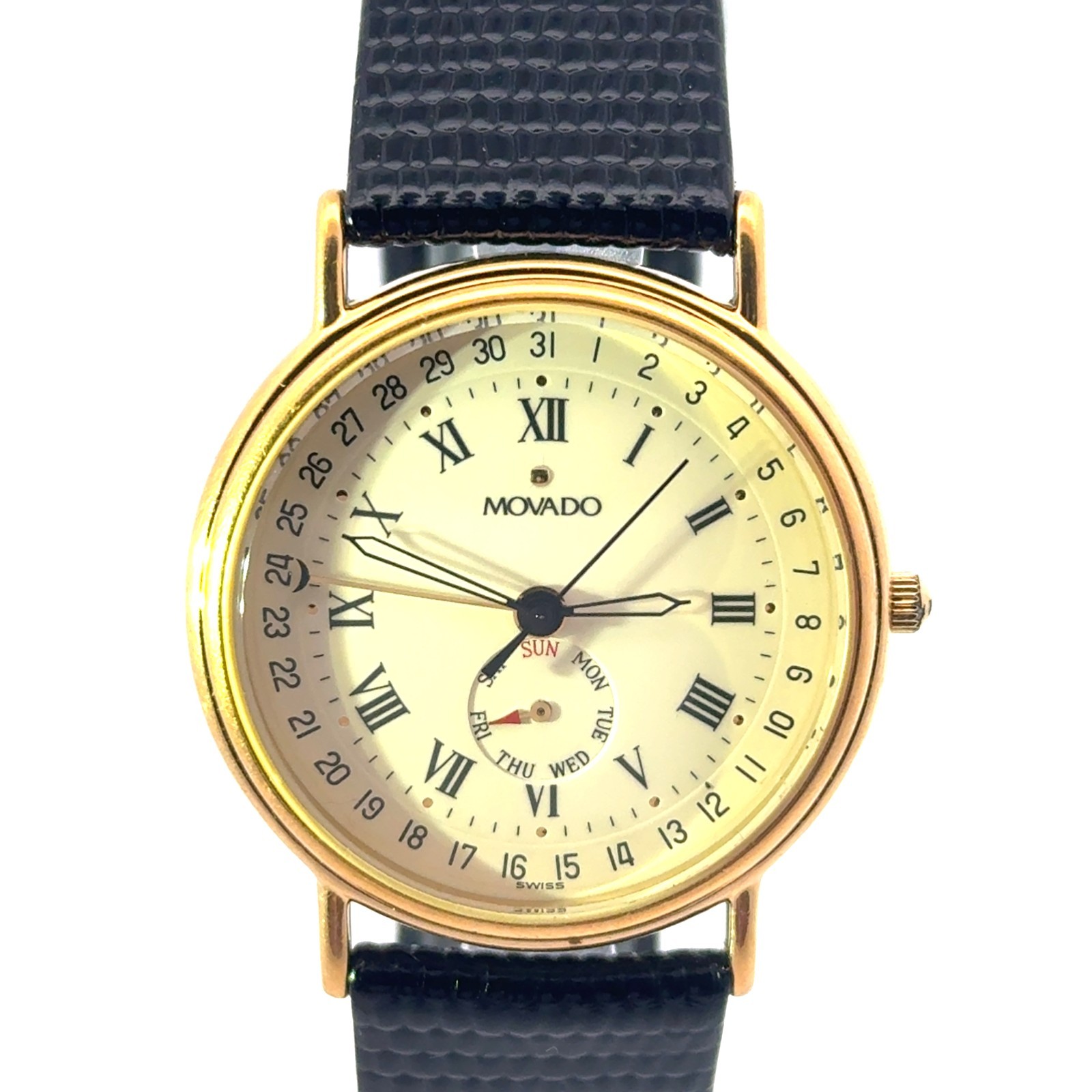 Vintage Movado ESQ Quartz 87-06-885 K Stainless Steel Cream Dial Wristwatch 33mm