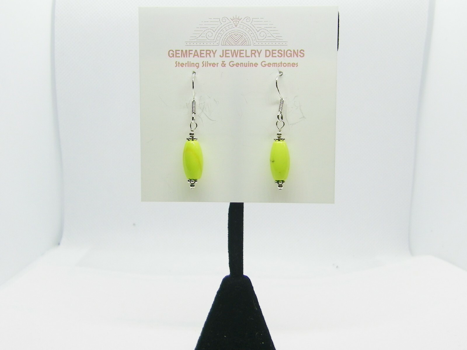 RARE: Sterling Silver Natural GASPEITE Gemstone Dangle Earrings…Handmade USA