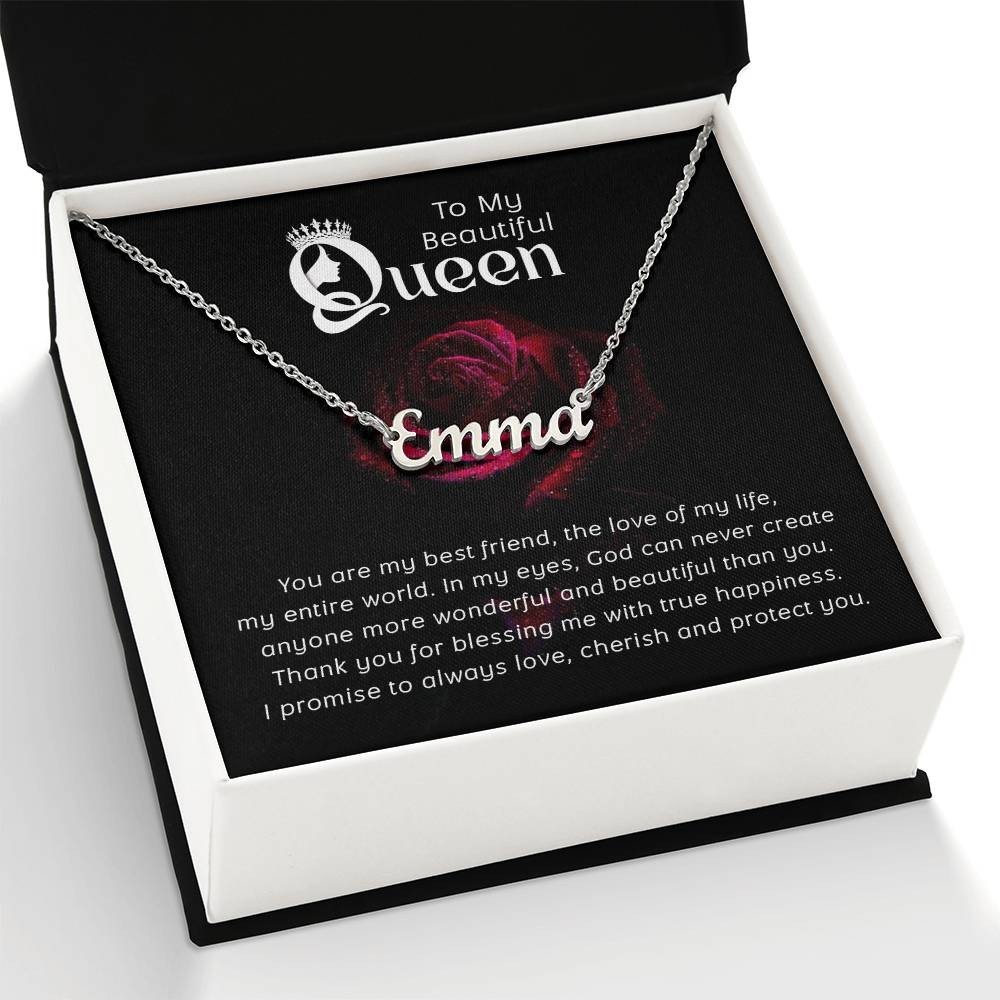 Personalized Queen Name Necklace Gift for Wife Girlfriend Romantic Jewelry
