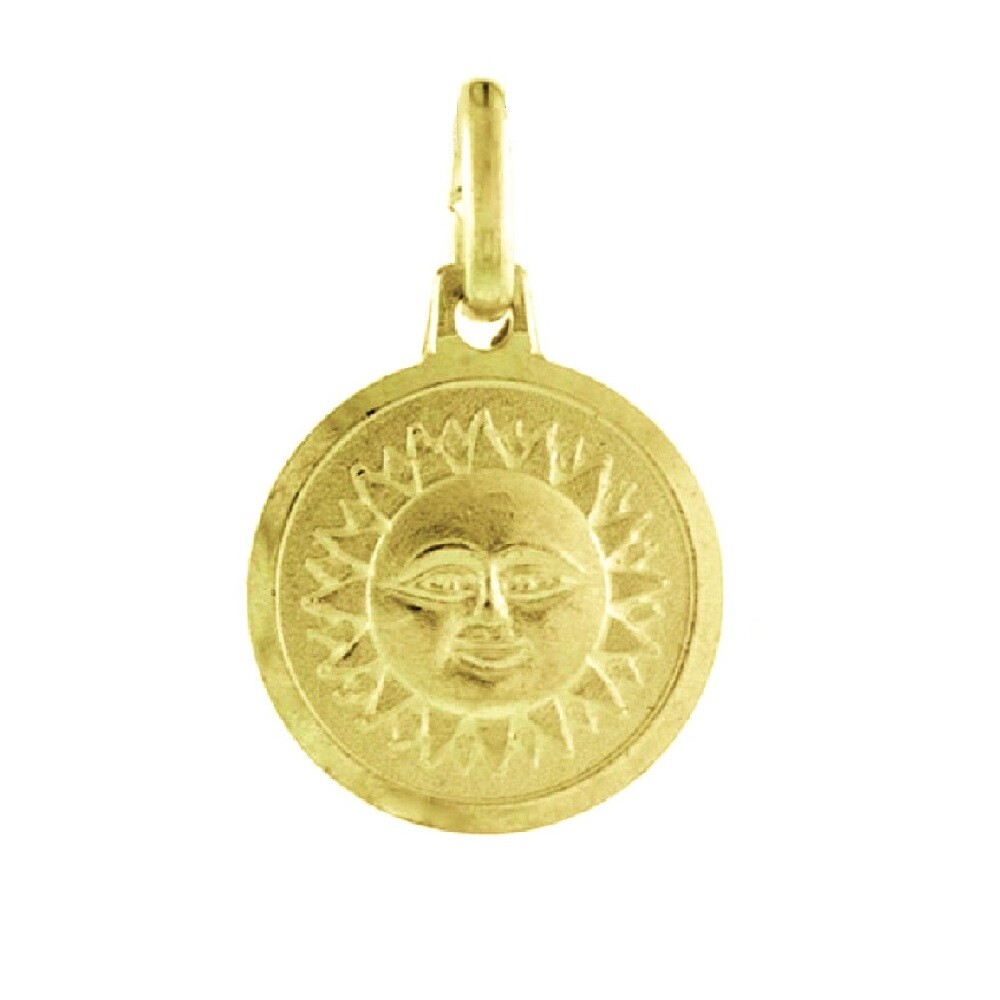 Sterling Silver Yellow Gold Plated Necklace, Double Sided Sun Moon Pendant Charm