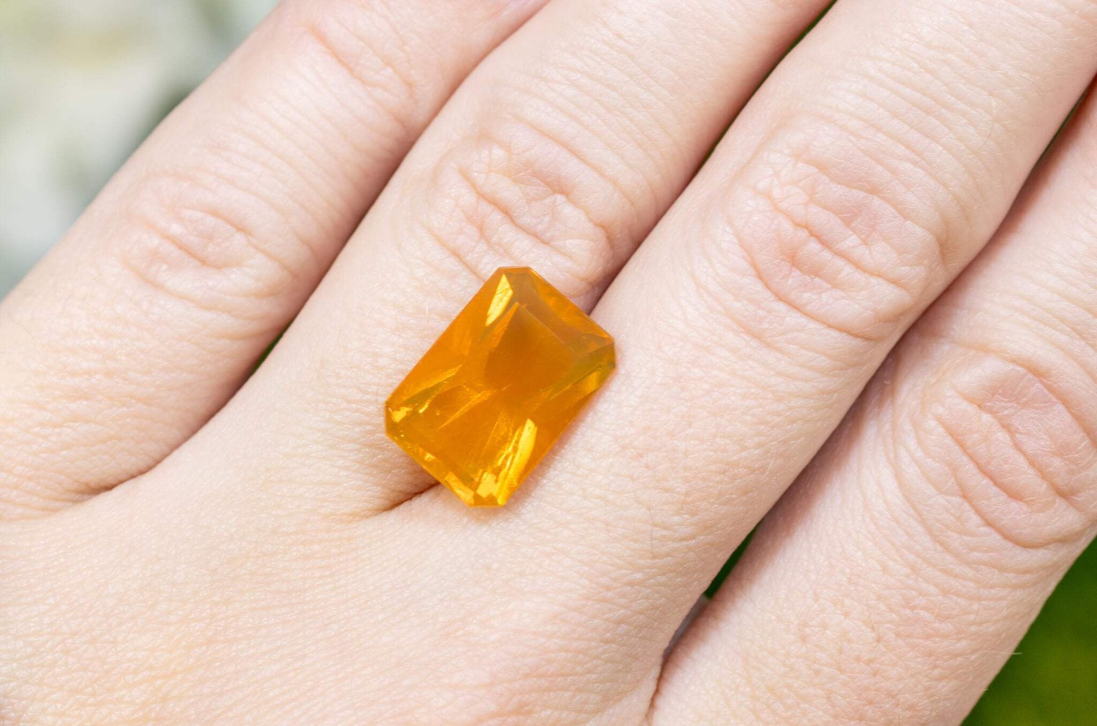 Natural Mexican Fire Opal 5.45ct Loose Gemstone Emerald Cut Play of Color
