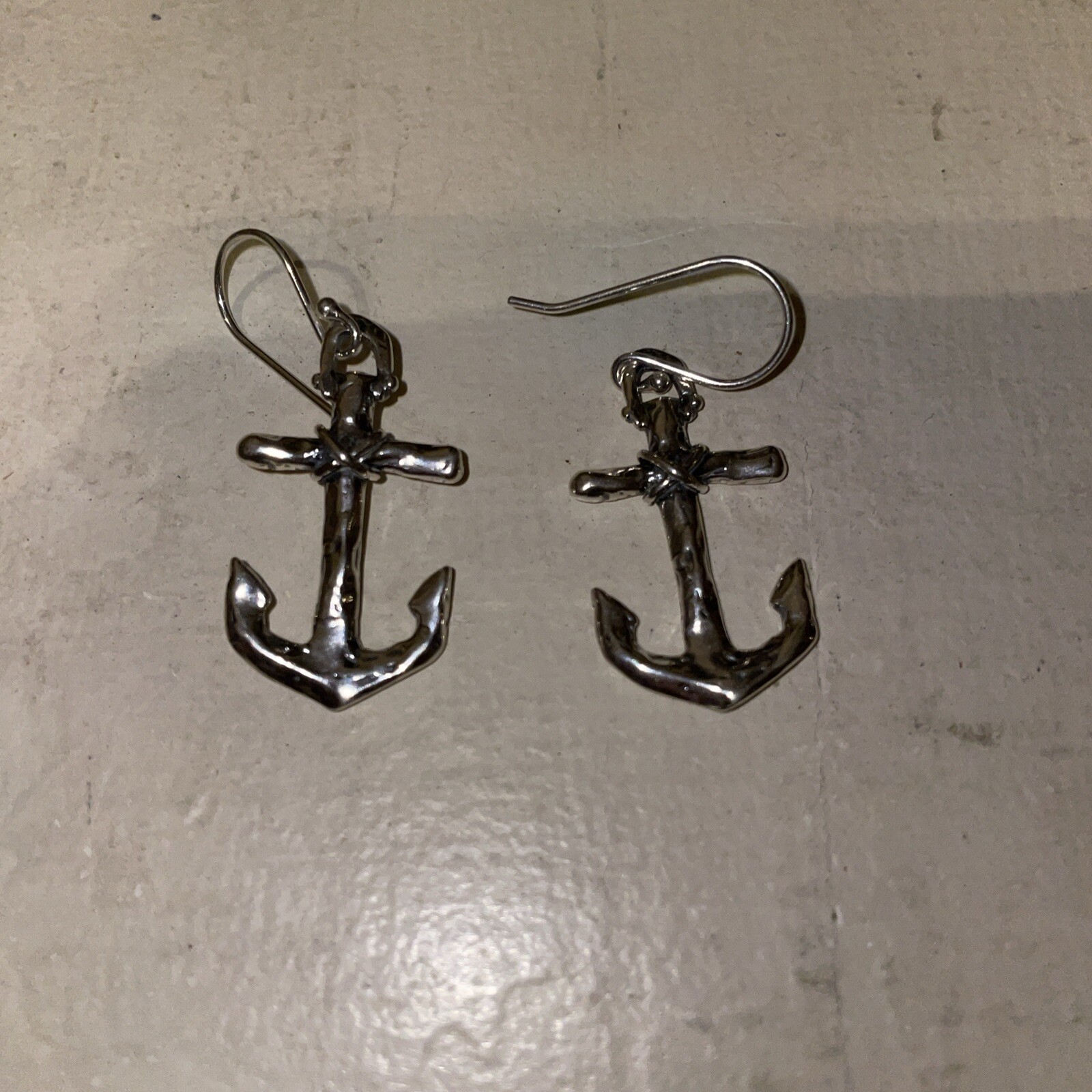 Silver Nautical Anchor Earrings Handmade