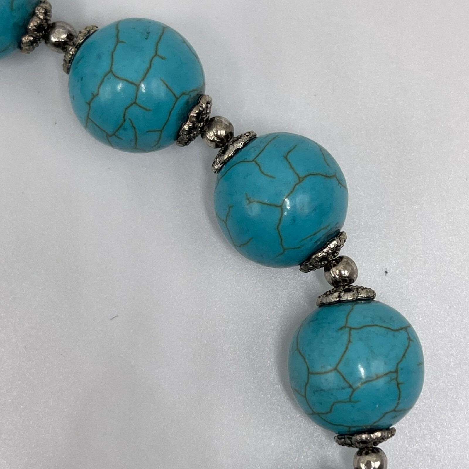 Handmade Genuine Turquoise Beaded necklace Sterling Silver Midwest Amber