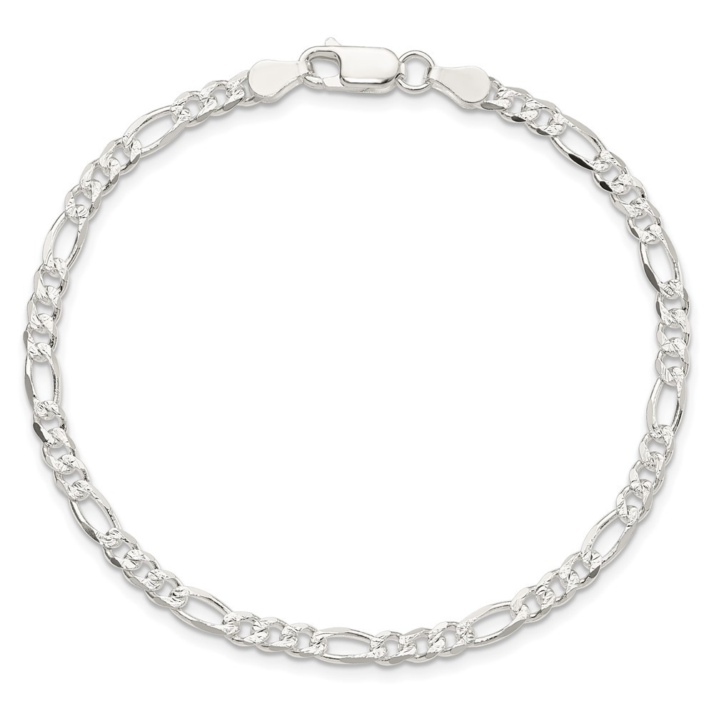 Sterling Silver 4mm Flat Figaro Chain Bracelet 7″ 4.02gm