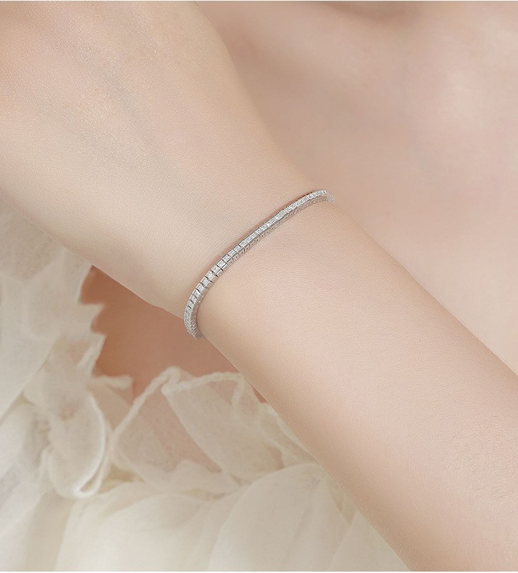 Ladies Princess Cut VVS Moissanite Tennis Chain Bracelet Real 925 Sterlng Silver