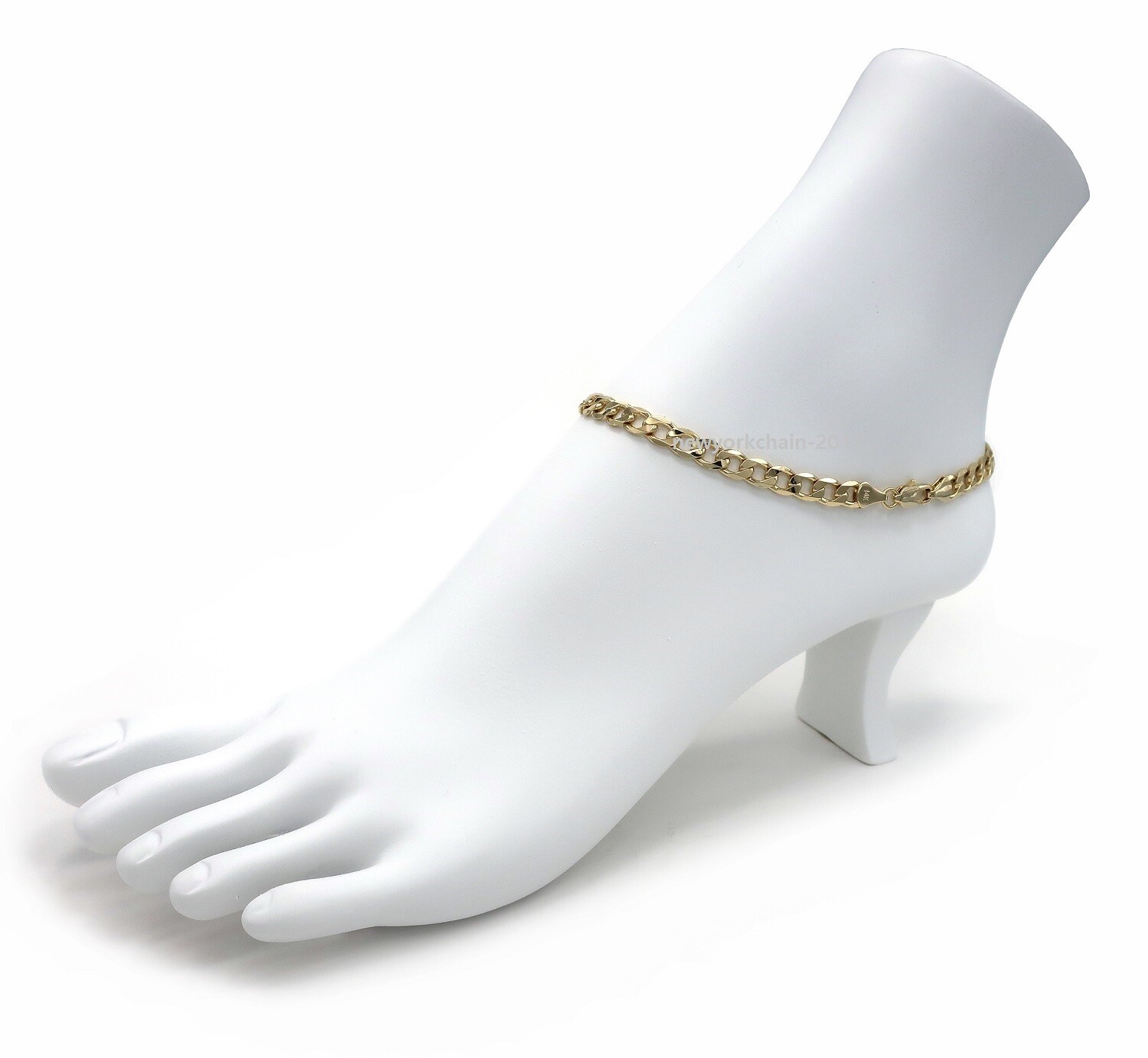 ITALIAN CUBAN LINK CHAIN ANKLET 6mm 10″ ANKLE BRACELET 14K GOLD PLATED