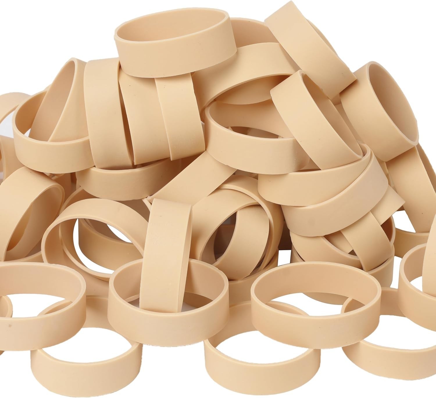Rubber Bands Size 82 Beige Wide Elastic Bands 60pcs for Office Camping Fishing