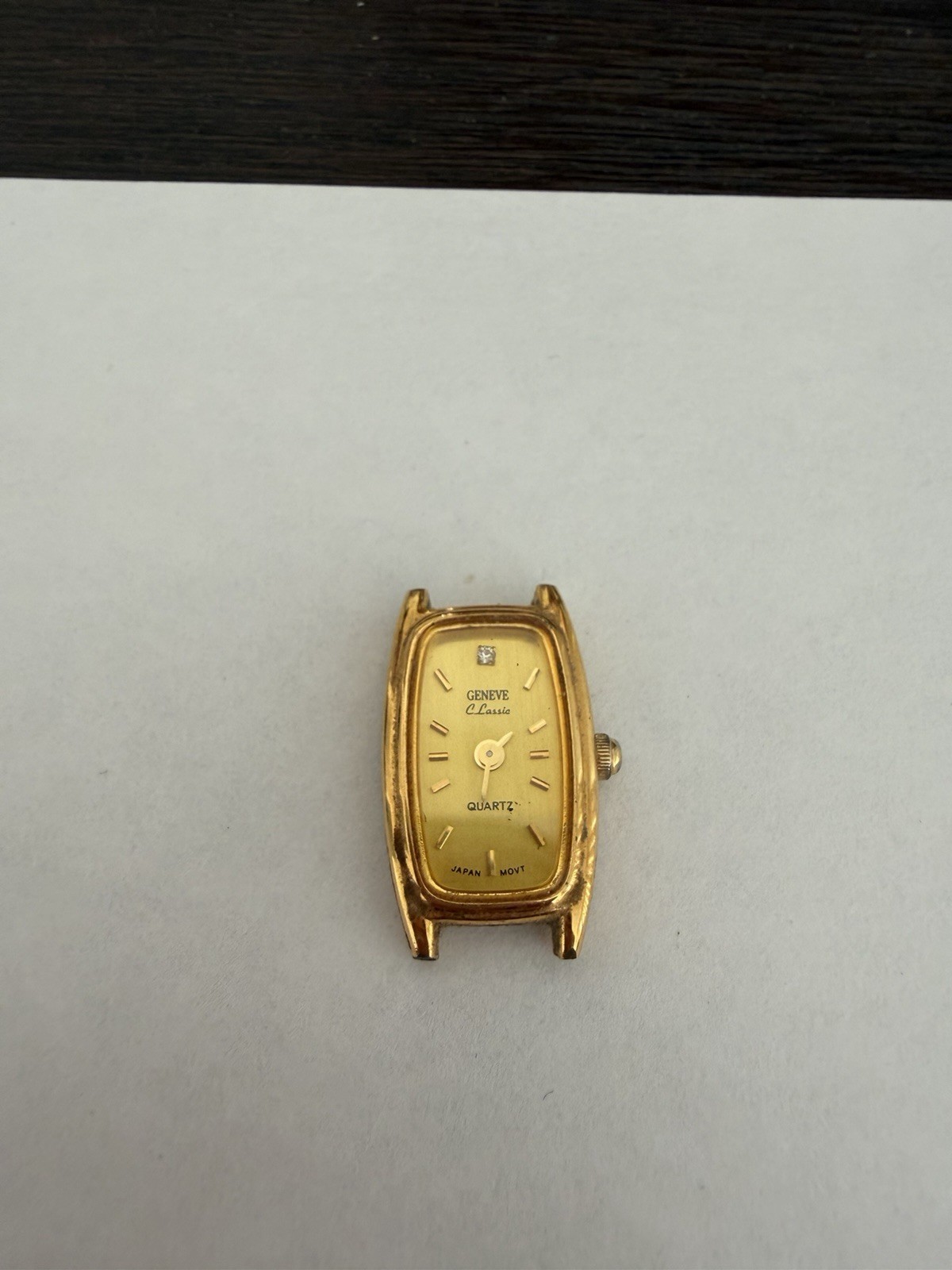 Geneve Classic Quartz Gold Tone Rectangle Analog Dress Watch Head Only WR