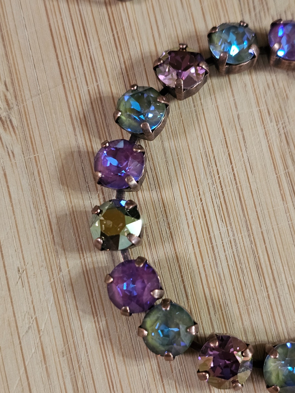 B1-9 Olive Purple Copper Drop Earrings Matching Cup Chain Bracelet Set