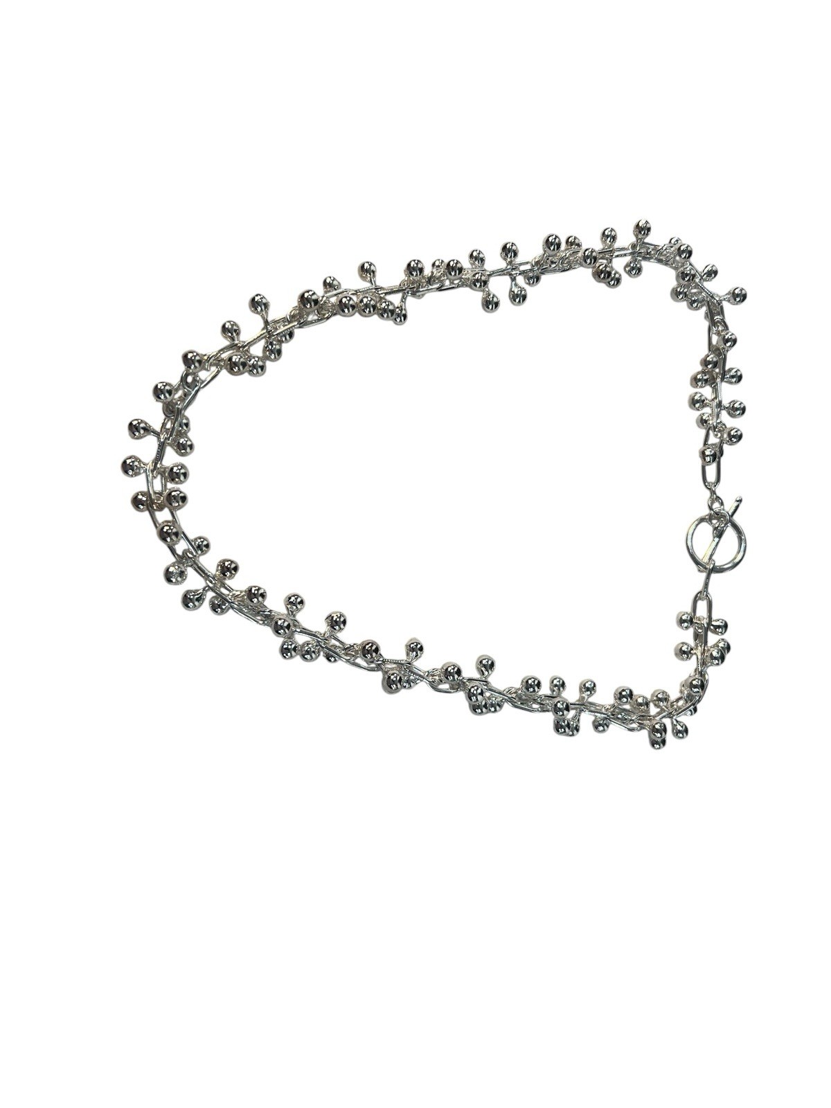 white copper silver tone DNA ball bead necklace wears like sterling sz 18in