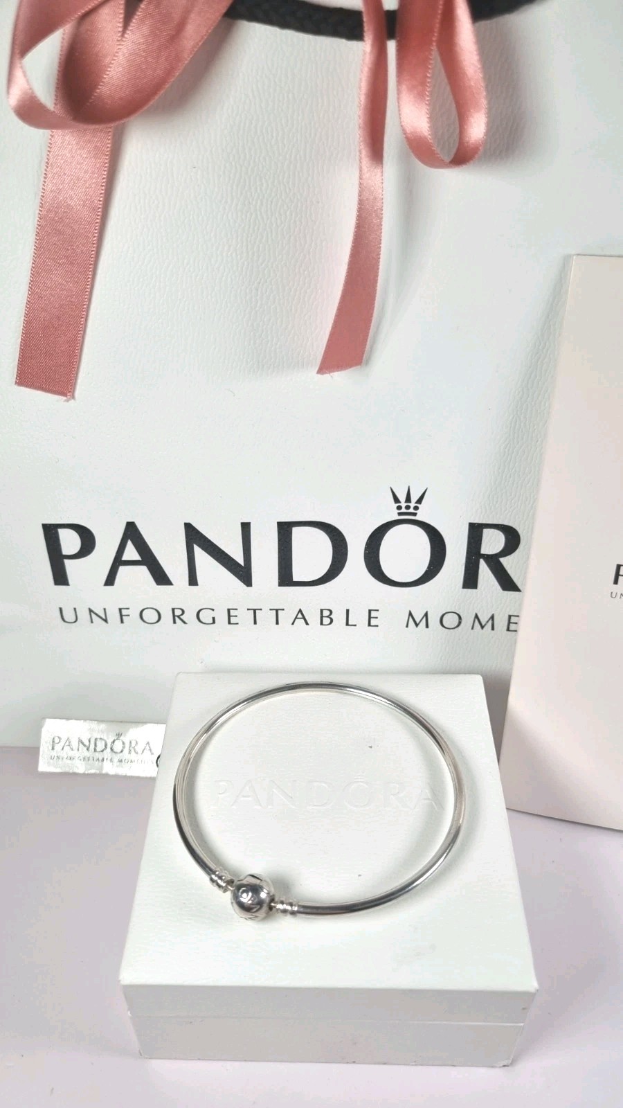 Pandora Sterling Silver Moments Bangle 21cm, NEW With Packaging. Rrp £65.00