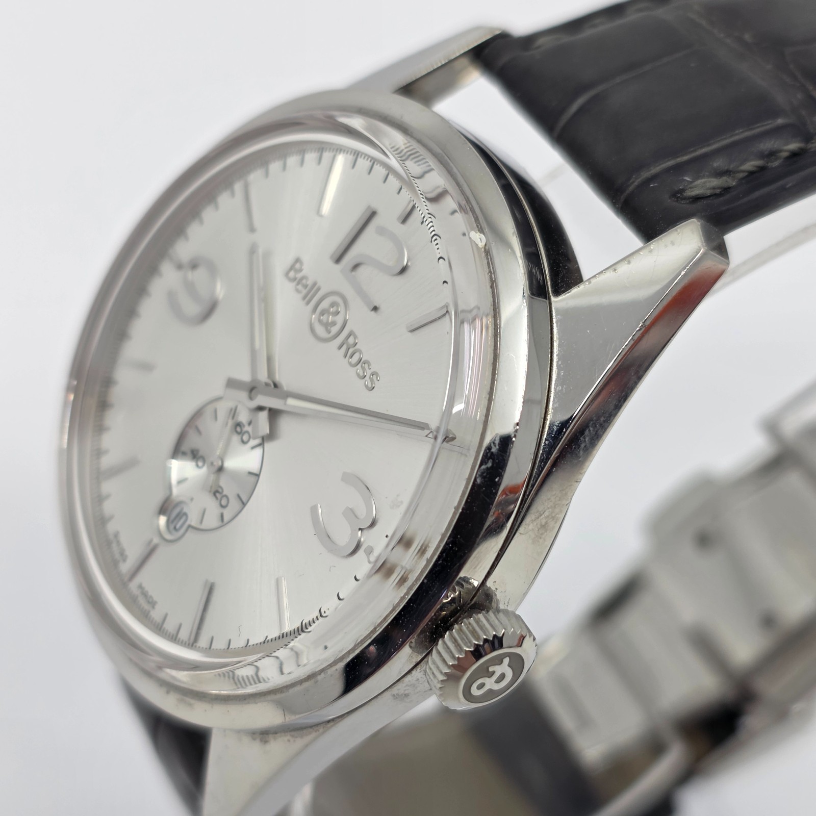 Bell & Ross Officer Automatic Steel 41mm Silver Dial on Strap BR123-95-SP