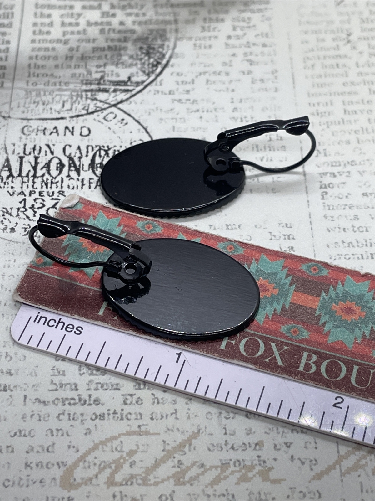 Rose Victorian Gift Wedding Cream & Black Setting Enamel Earrings Cameo Birthday