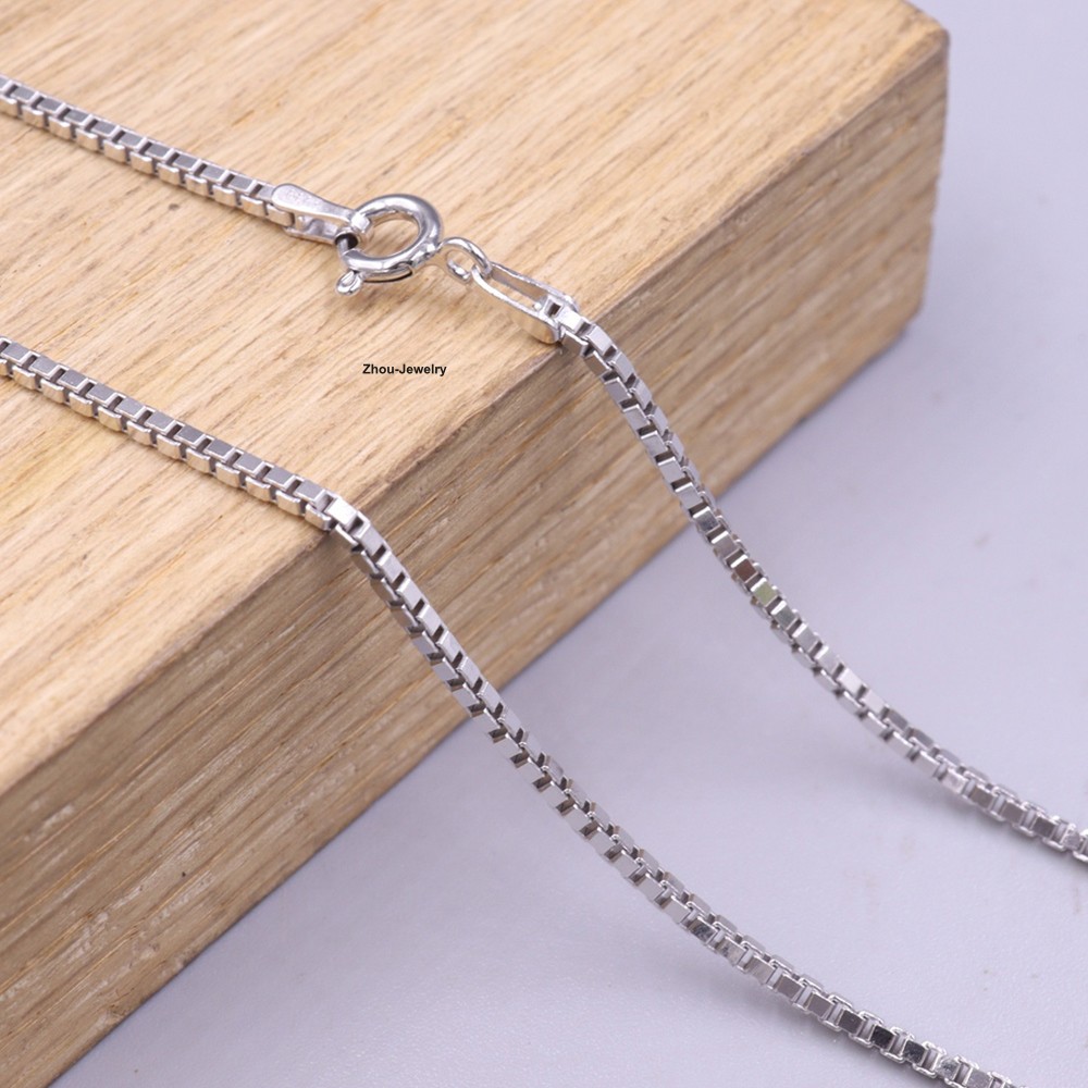 Pure 925 Sterling Silver Necklace 1.6mm Box Link Chain Necklace 19.7inch L