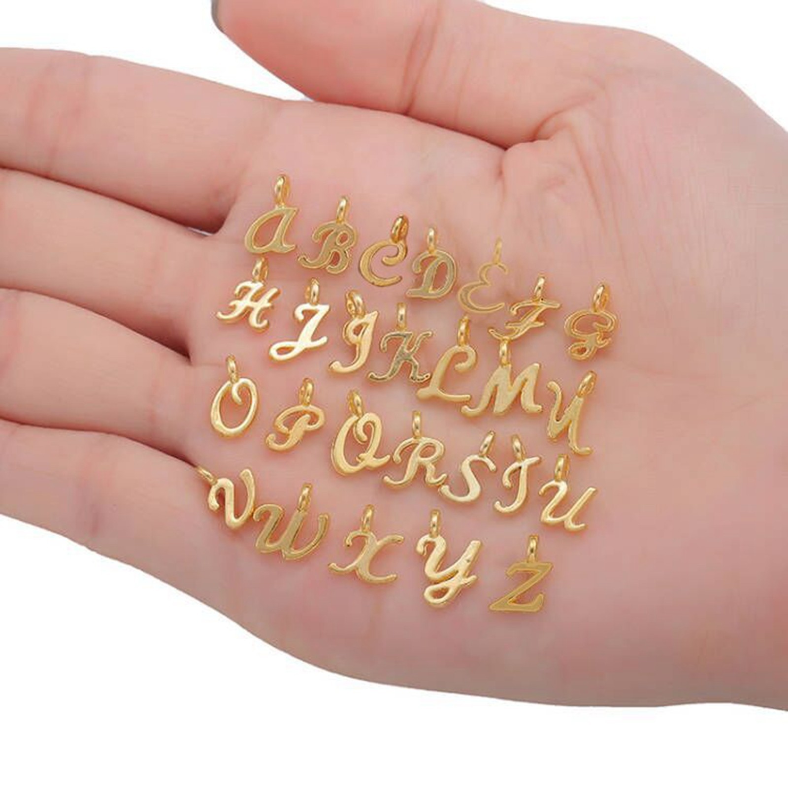 26/52pcs A-Z Mini Alphabet Charms – 10mm Silver Gold Alloy Letter Pendants DIY