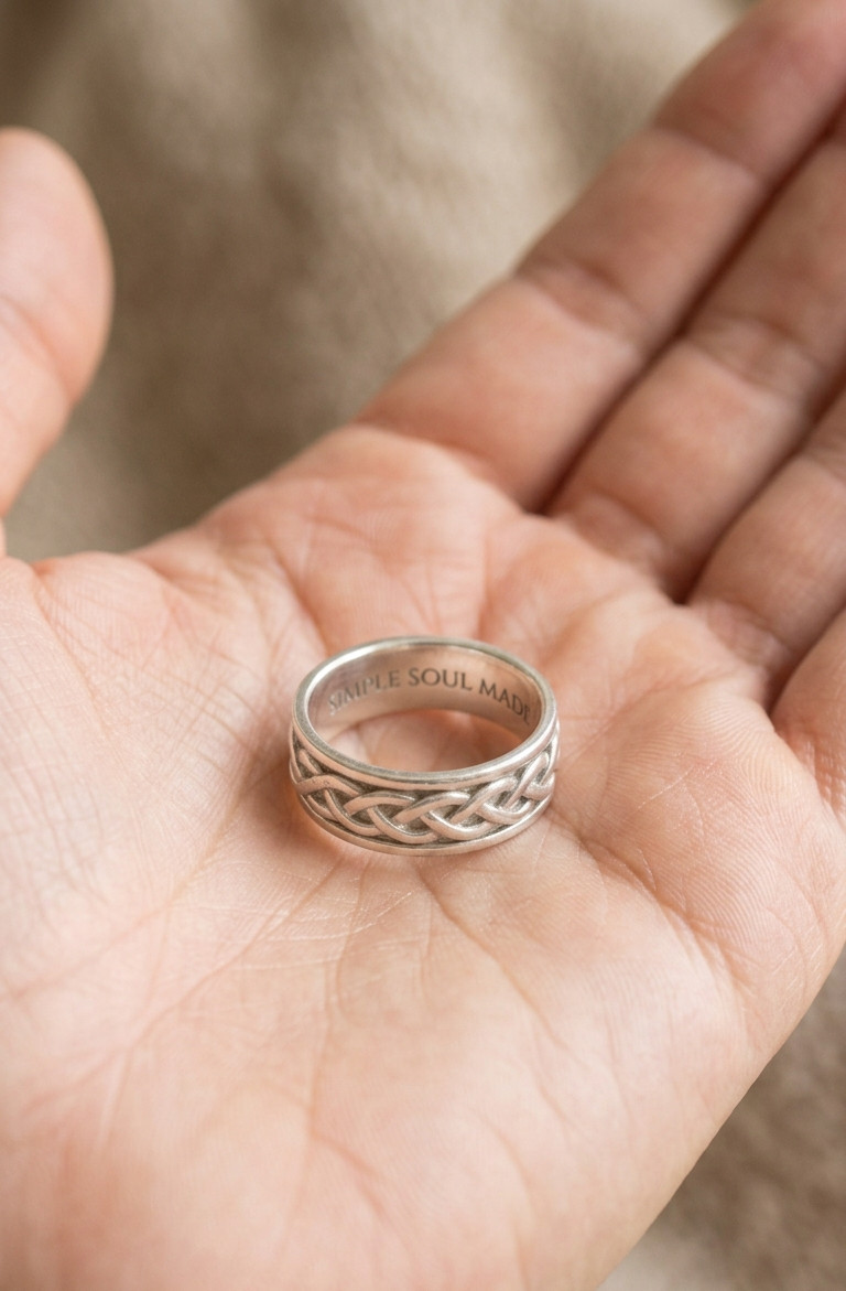 925 Sterling Silver Celtic Spinner Ring Wide Meditation Band Wedding Ring Unisex