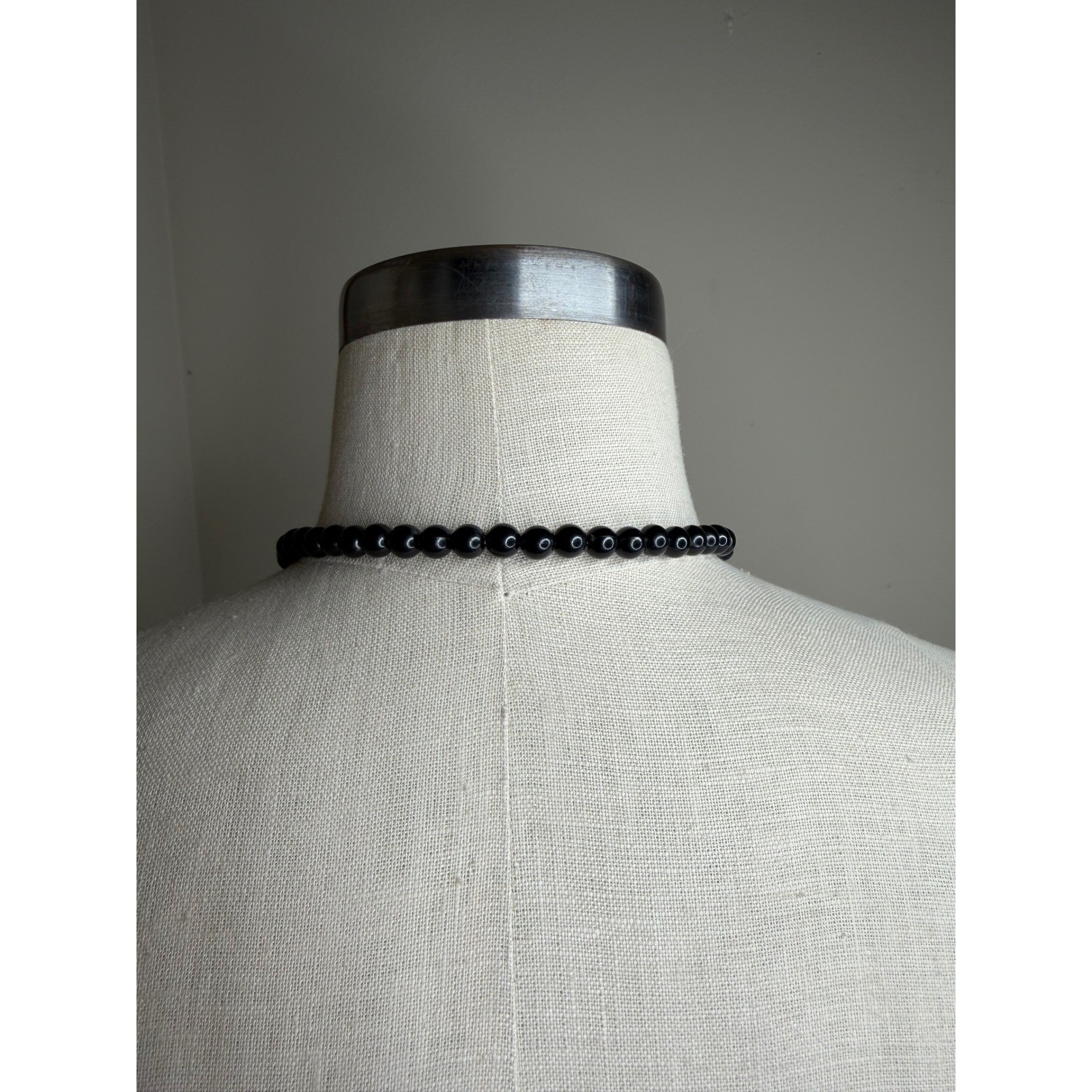 Unbranded Rosary Crucifix Necklace Black Beaded Silver Cross Pendant Unisex OS
