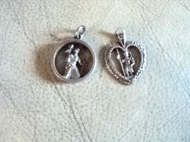 Vintage Heart Shaped St Christopher pendant Sterling silver & Ring Shape- 6.7g